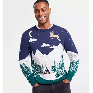 NWOT Holiday Lane Men's Wintry Landscape Sweater Macy's Exclusive Size XL
